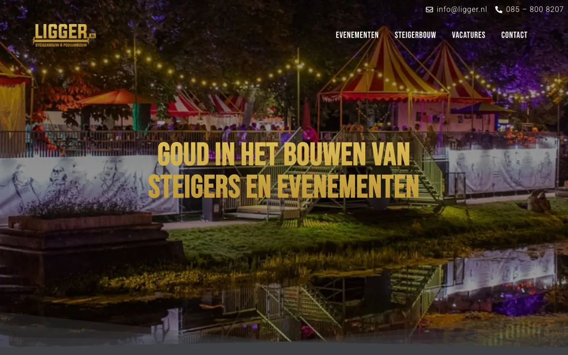 Startpagina van de website van Ligger